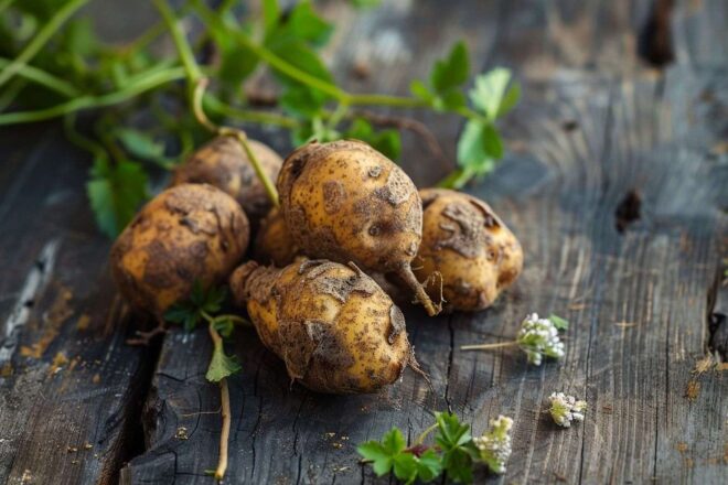 Image d'illustration. Gros plan sur pommes de terre bintje
