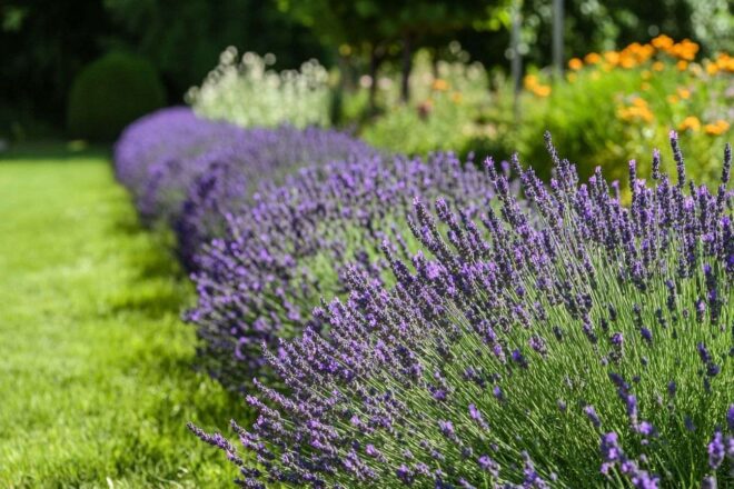 Champs de lavande dans un jardin domestique ensoleillé