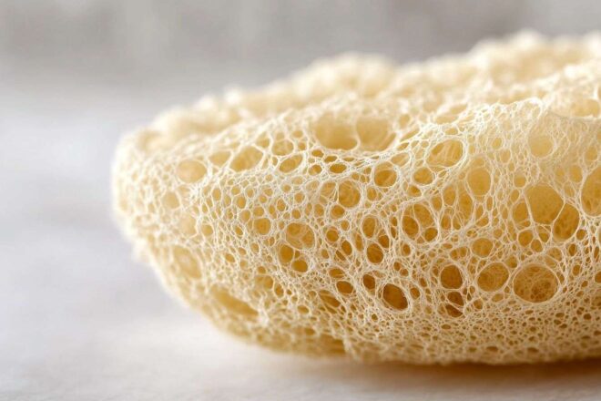 Gros plan sur une éponge naturelle luffa