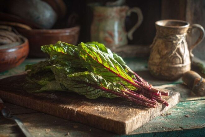 Rumex sanguineus récolté fraîchement