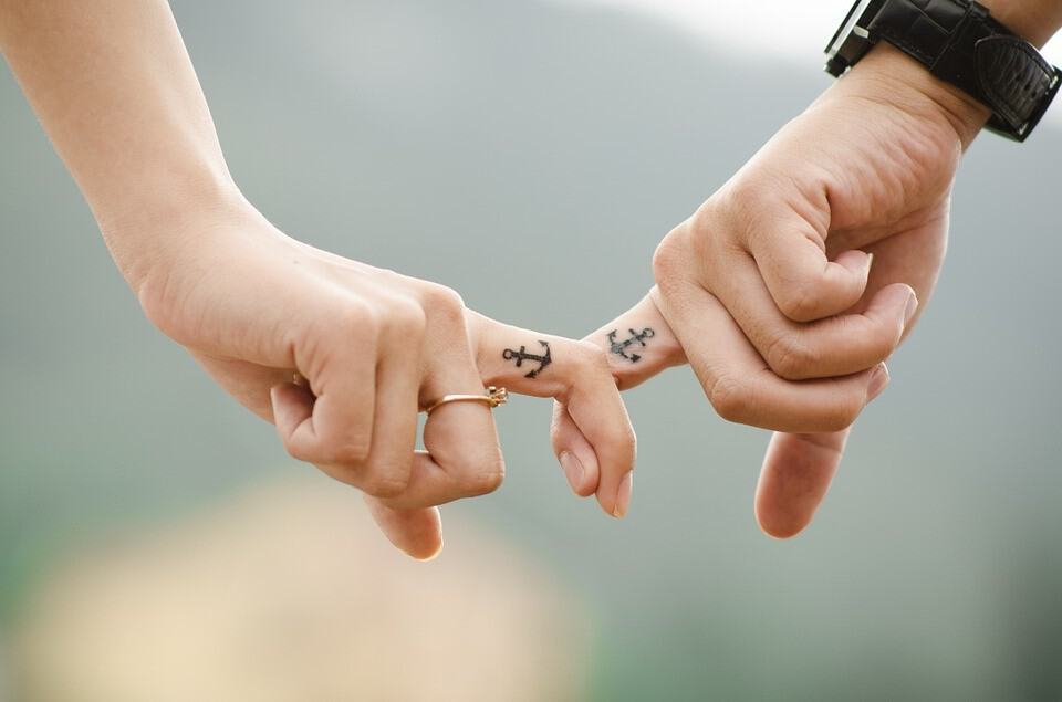 Mains, tatouage ancre