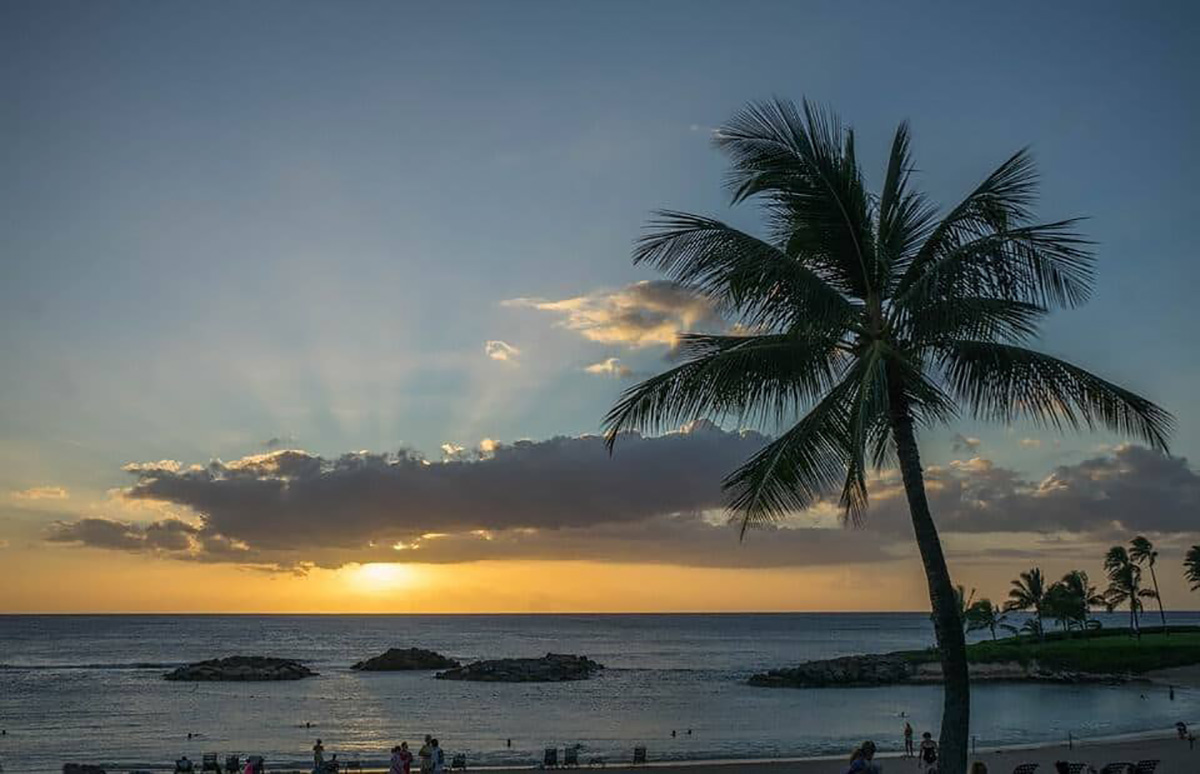 Plage, coucher de soleil