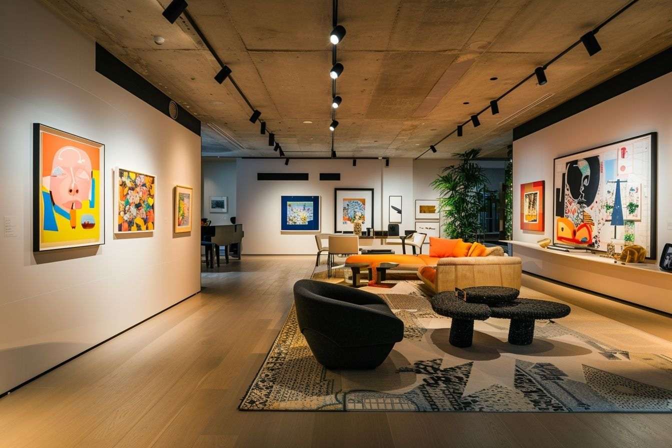 Image d'illustration. Mur de galerie vibrant avec œuvres d art
