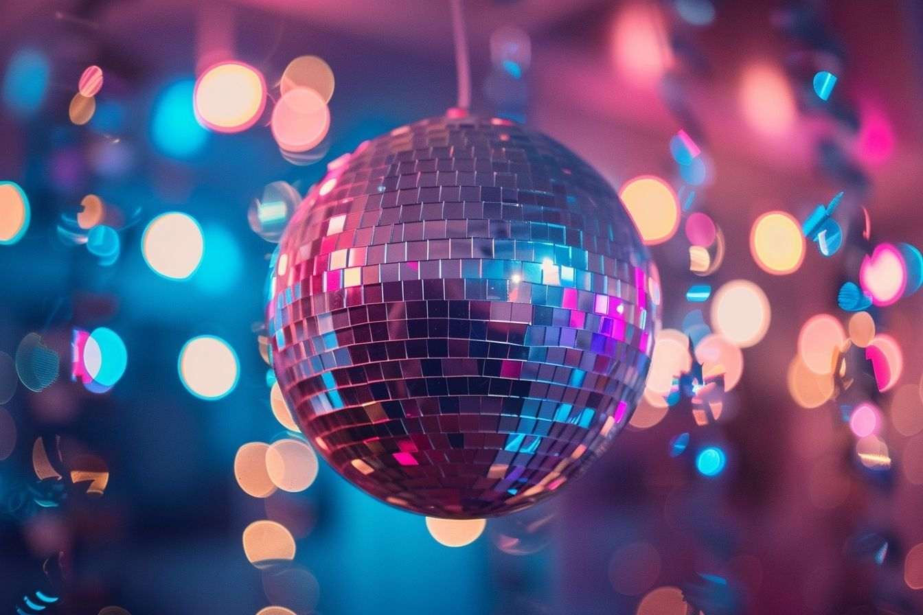 Image d'illustration. Gros plan d'une boule disco scintillante