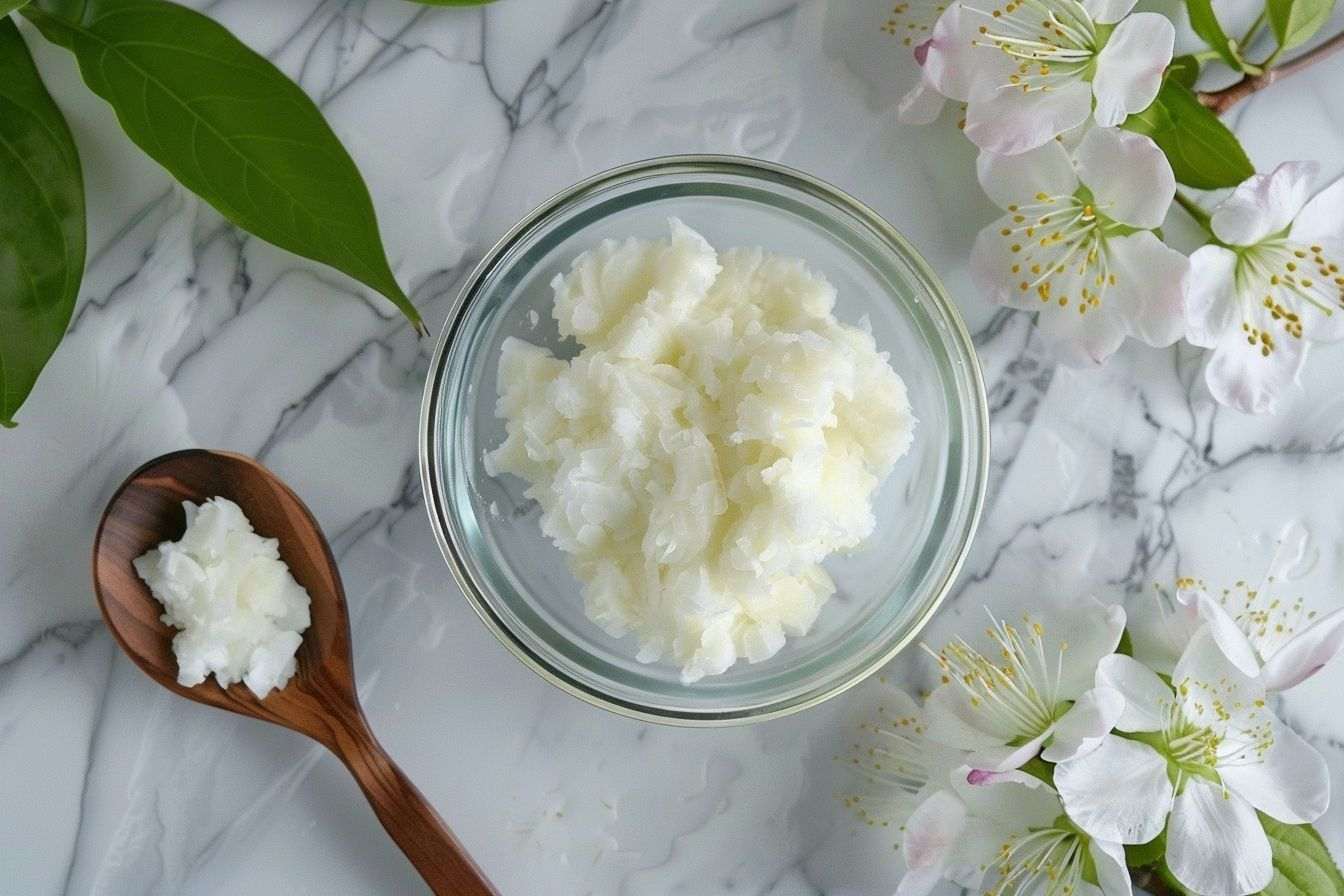 Image d'illustration. Huile de coco dans un bol en verre
