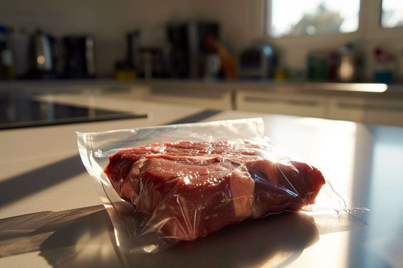 Image d'illustration. Steak sous emballage plastique.