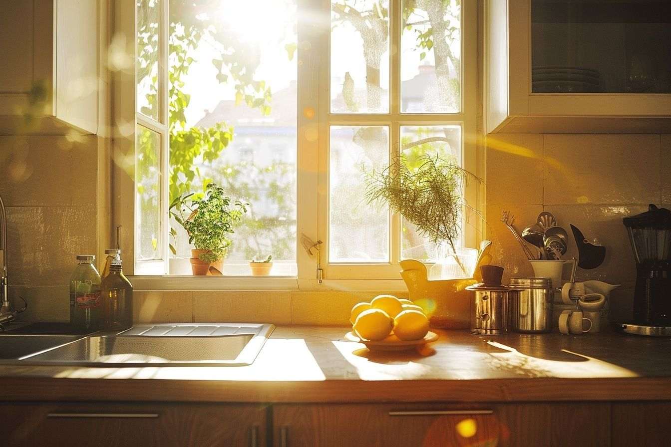Image d'illustration. Cuisine étincelante baignée de lumière