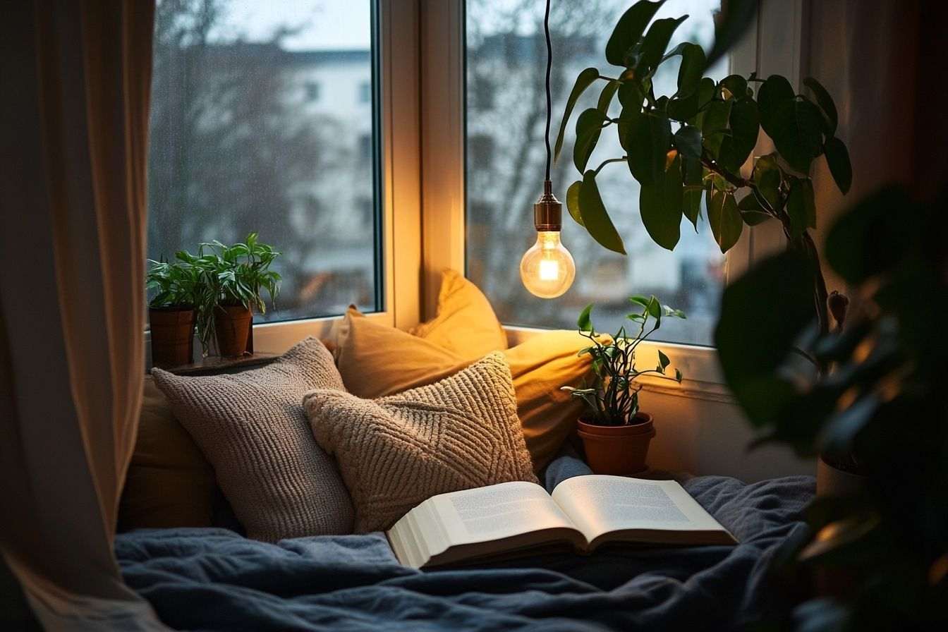 Image d'illustration. Coin lecture chaleureux