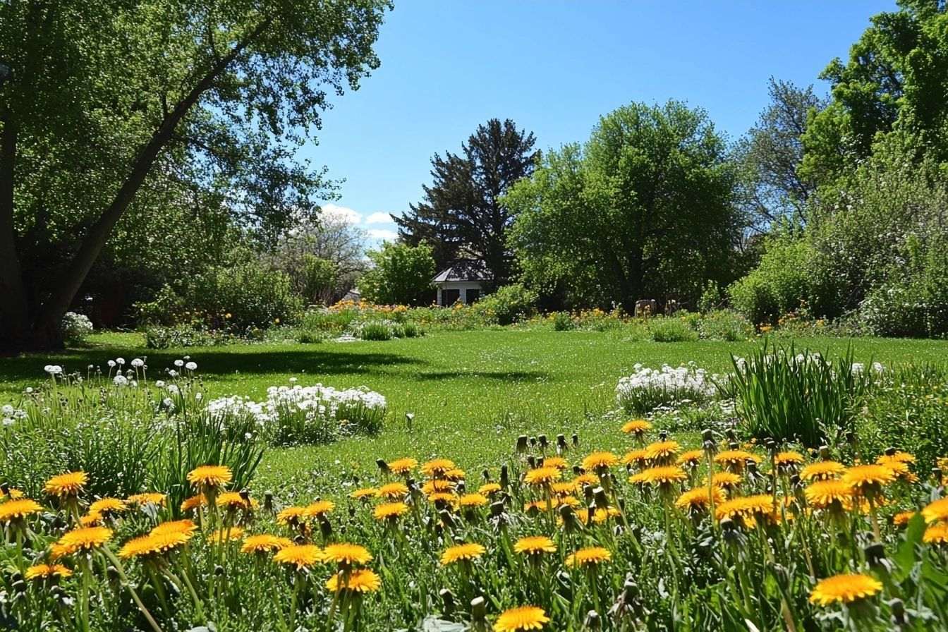 Image d'illustration. Jardin fleuri de pissenlits