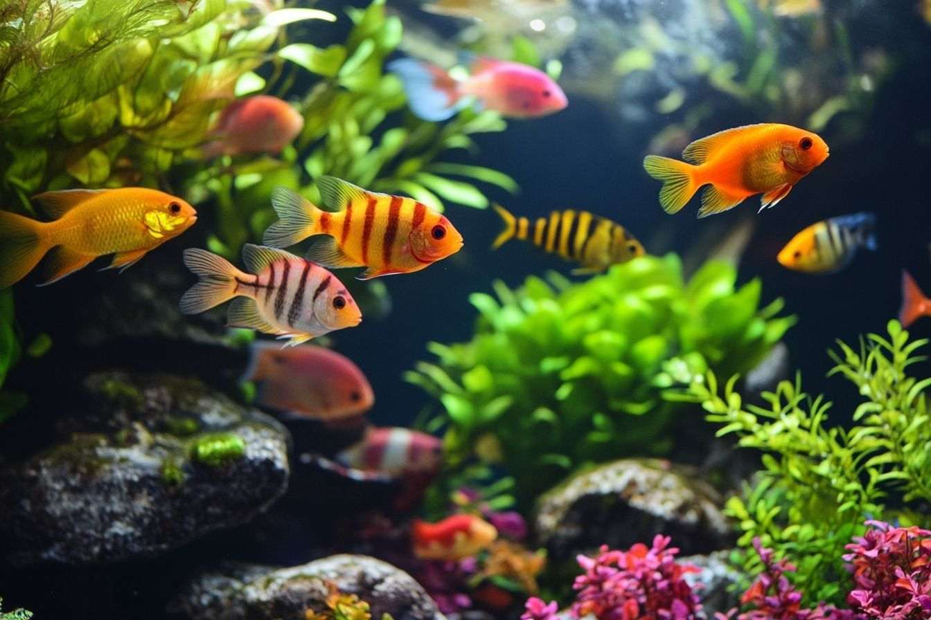 Image d'illustration. Aquarium familial avec poissons colorés