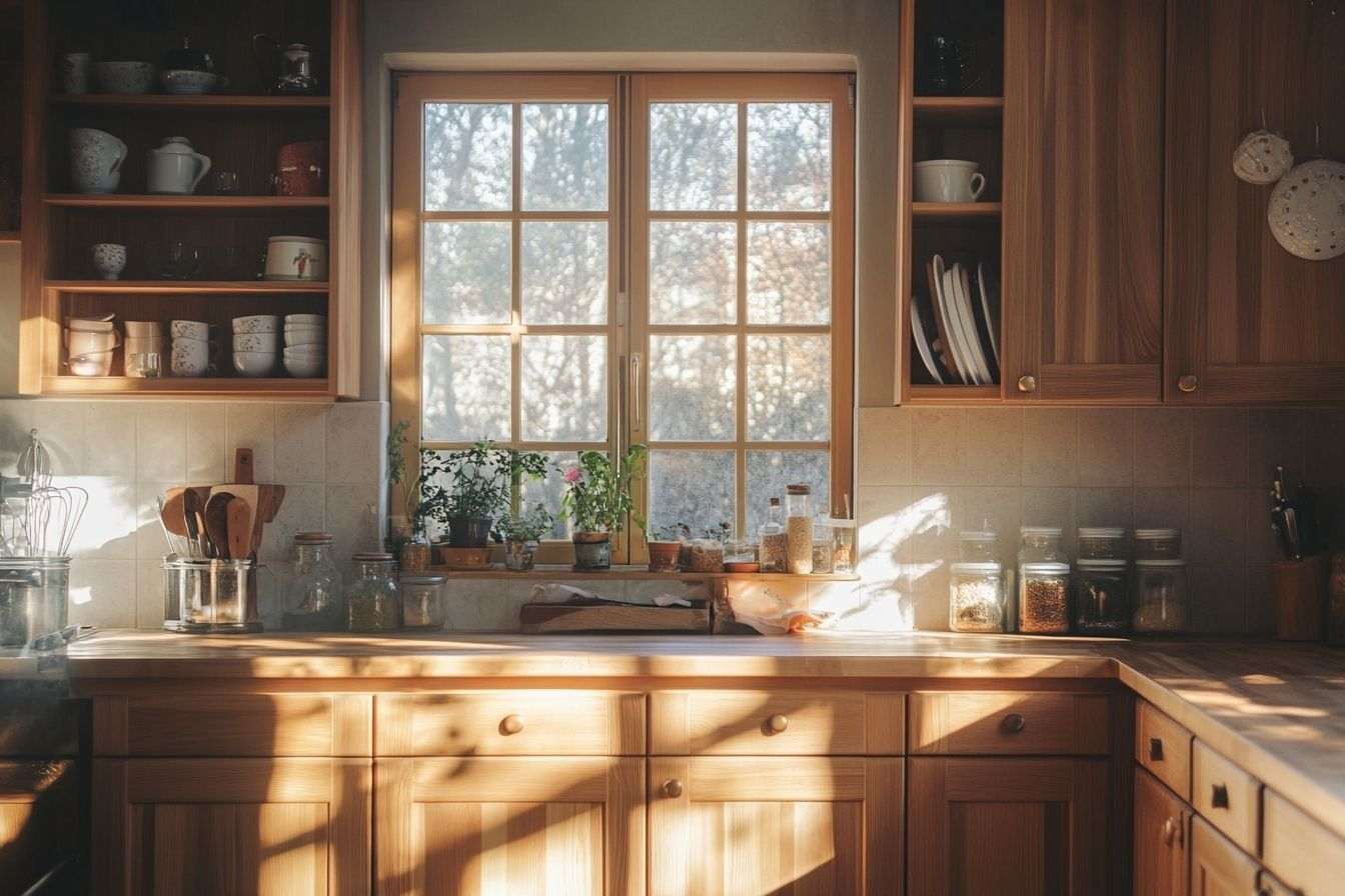 Image d'illustration. Cuisine rustique avec lumière douce