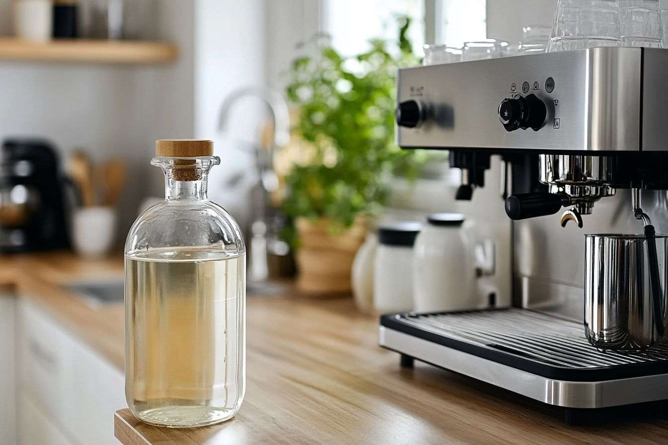 Image d'illustration. Gros plan d une bouteille de vinaigre blanc