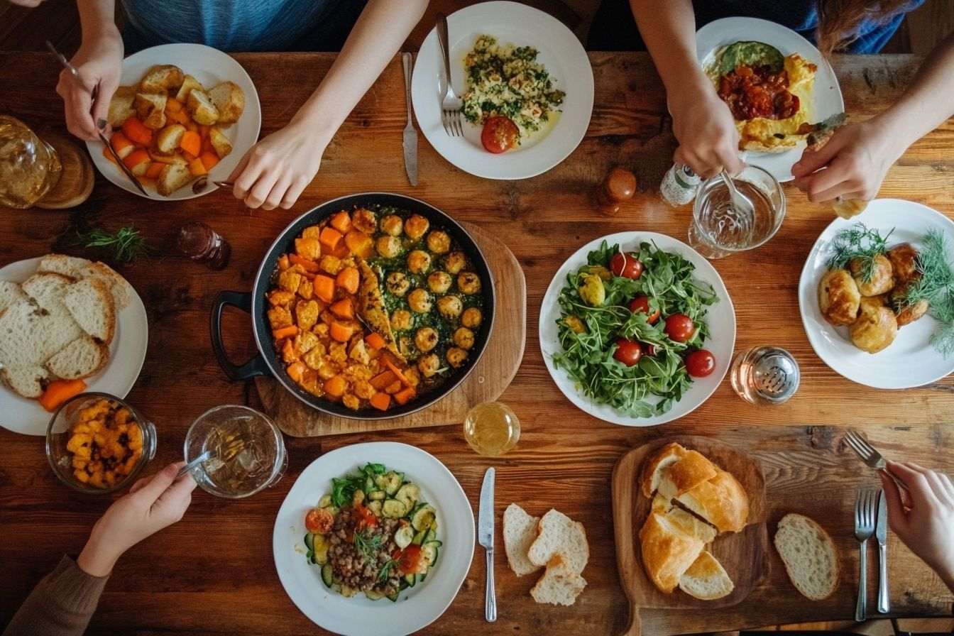 Image d'illustration. Repas en famille du dessus