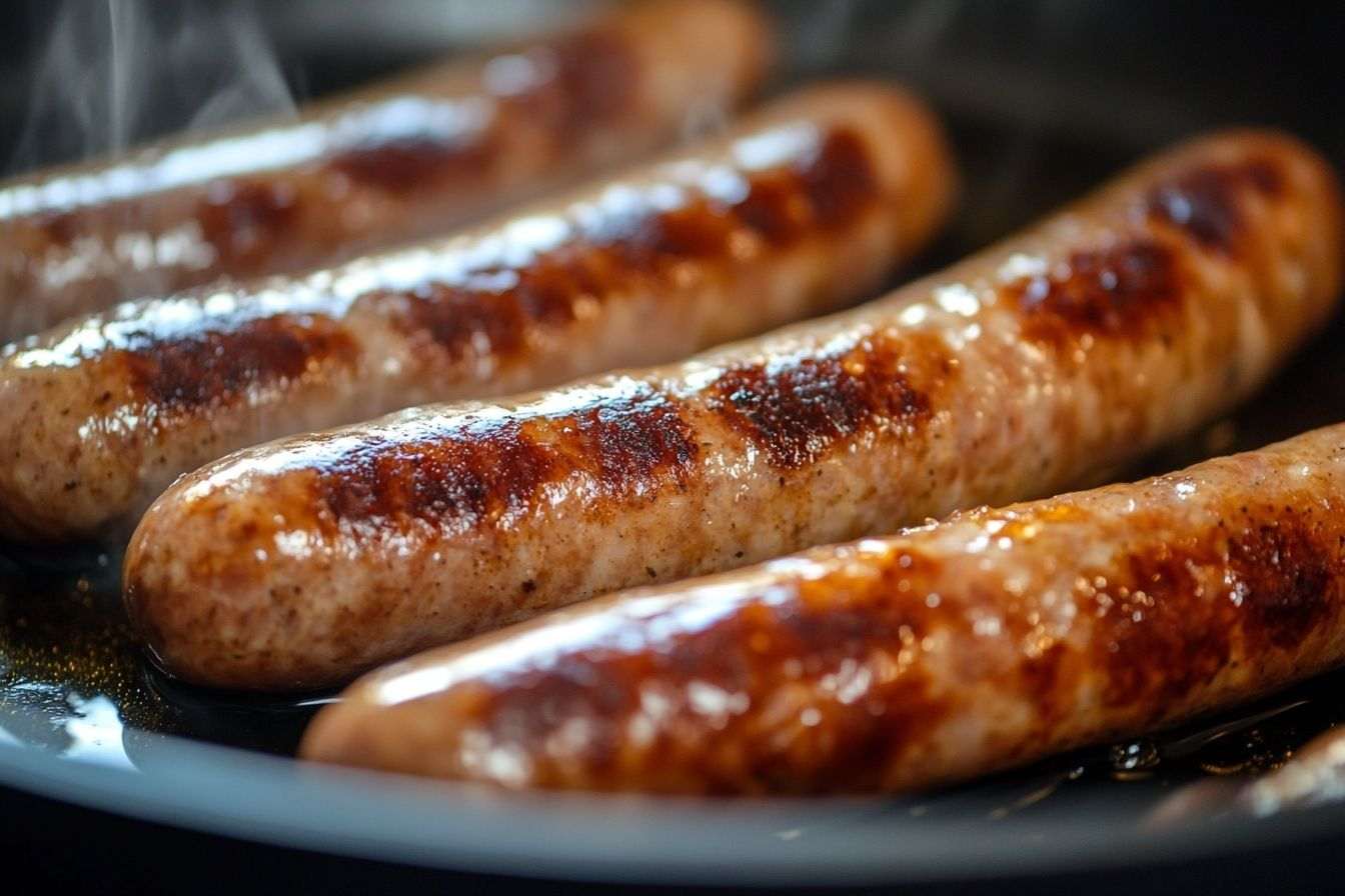 Image d'illustration. Saucisses grésillantes dans une poêle