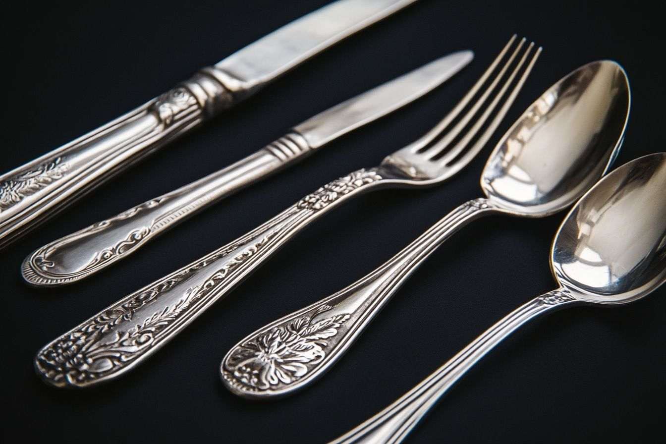 Image d'illustration. Arrangement artistique de couverts en argent