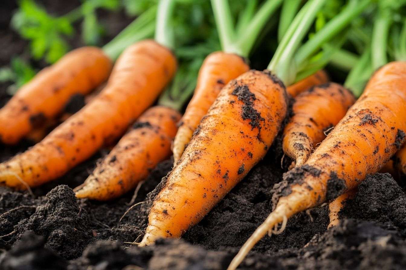 Image d'illustration. Gros plan de carottes fraîchement arrachées