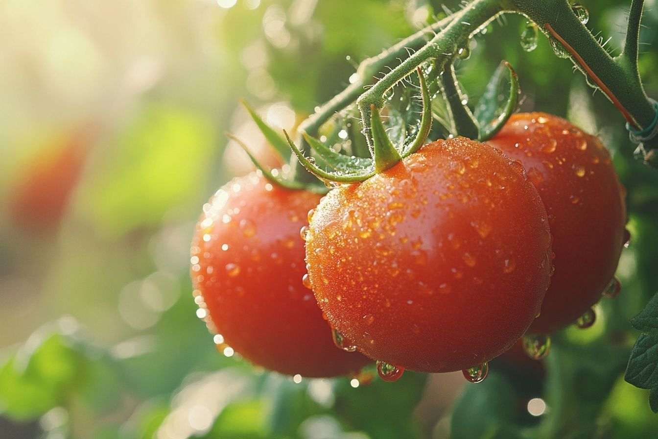 Image d'illustration. Gros plan de tomates de jardin éclatantes
