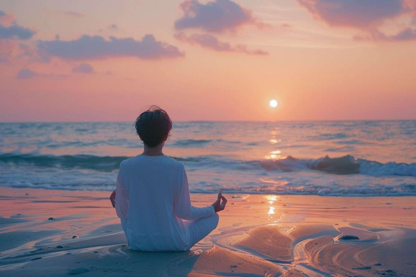 Image d'illustration. Méditation paisible au coucher de soleil