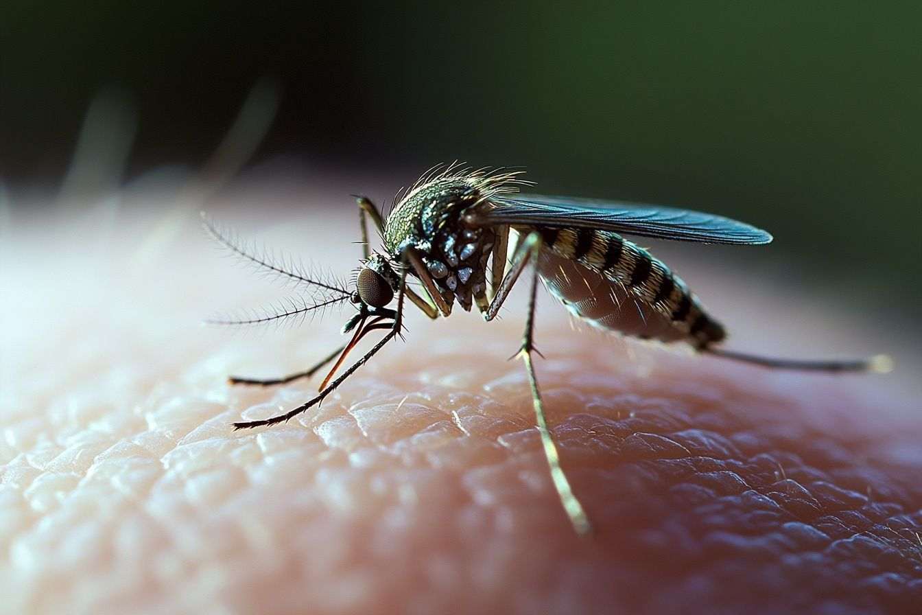 Image capture du moment où un moustique vrombit près de l'oreille d'une personne en provoquant de l'agacement.