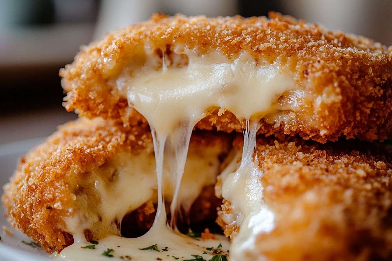 Gros plan d un cordon bleu parfaitement pané