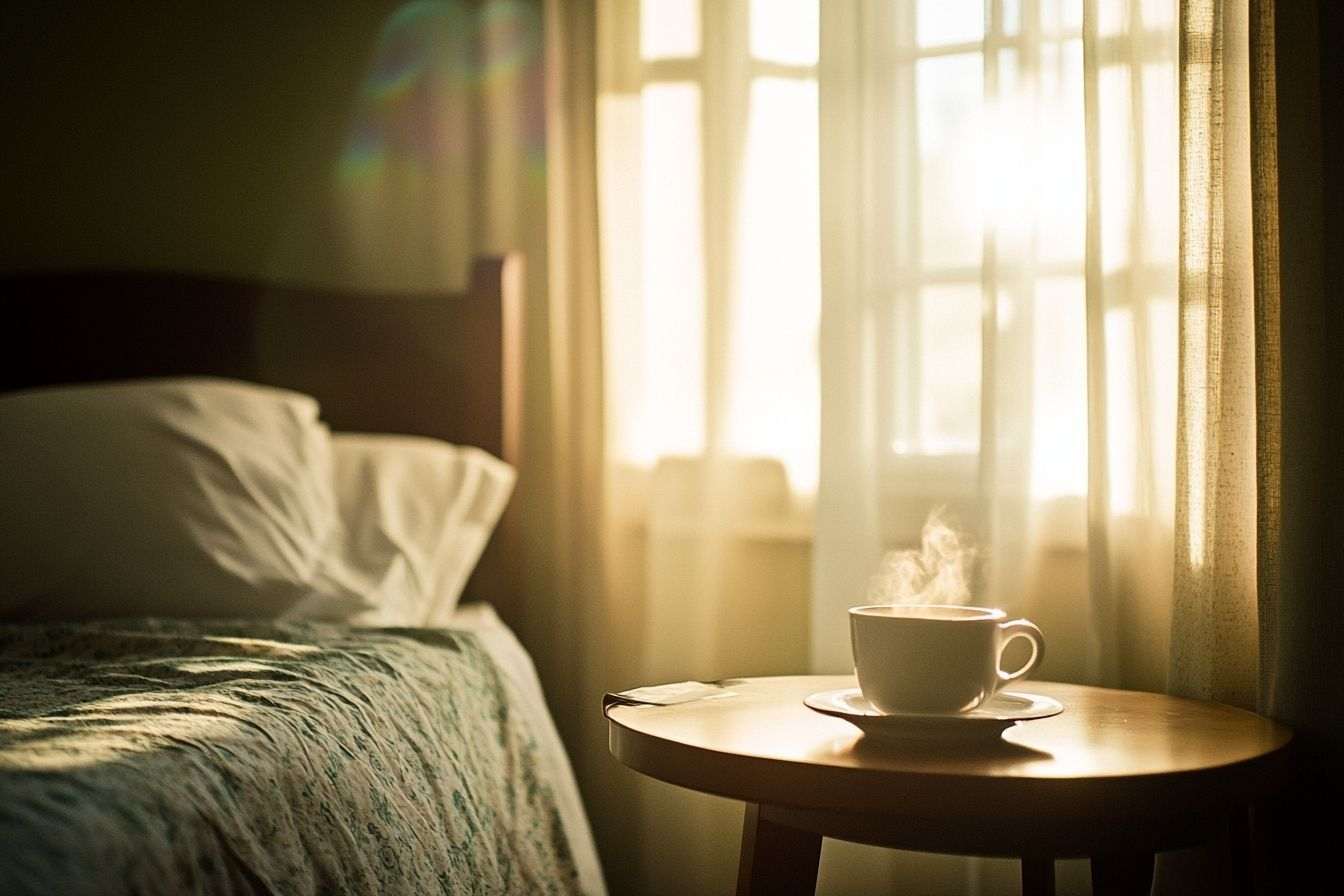 Soleil à travers rideaux