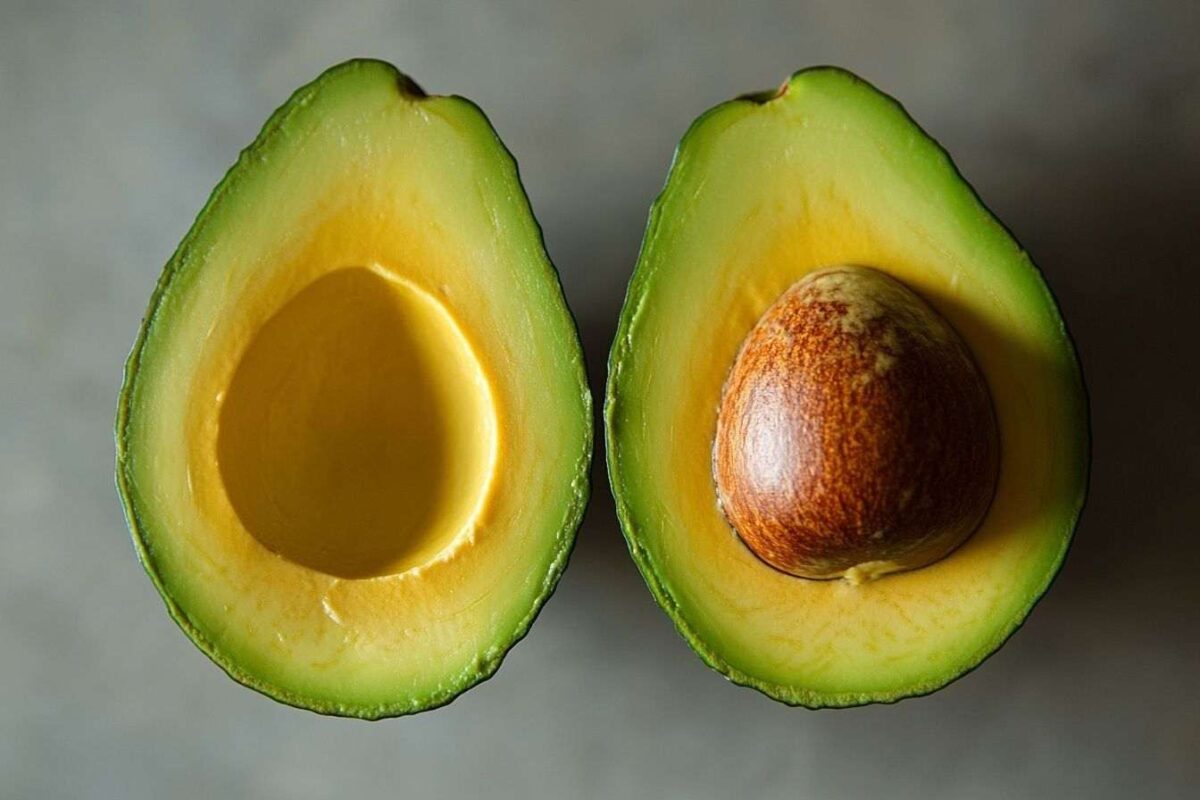 Avocat tranché avec bord vif vert