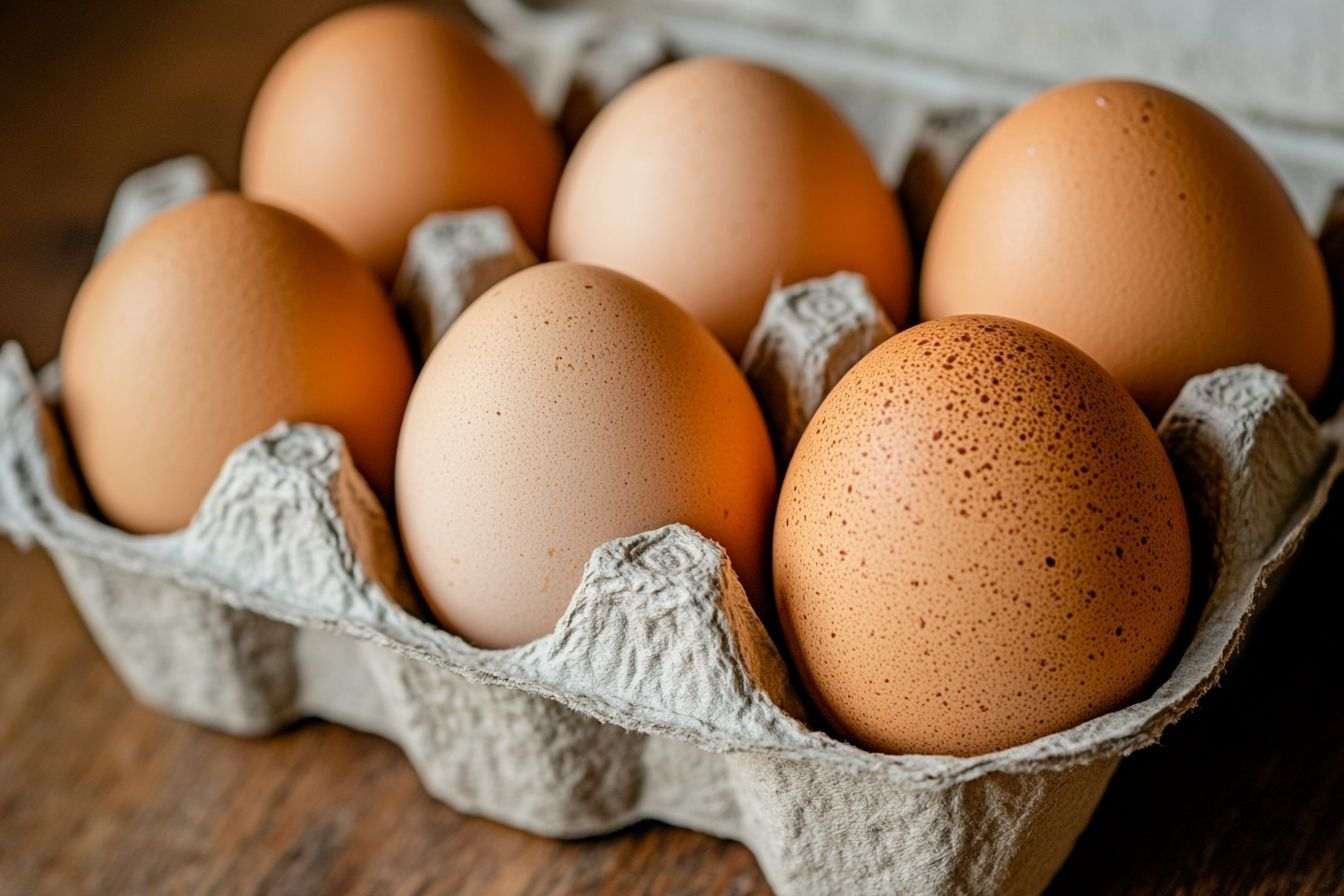 Gros plan d une boîte avec six œufs parfaitement disposés