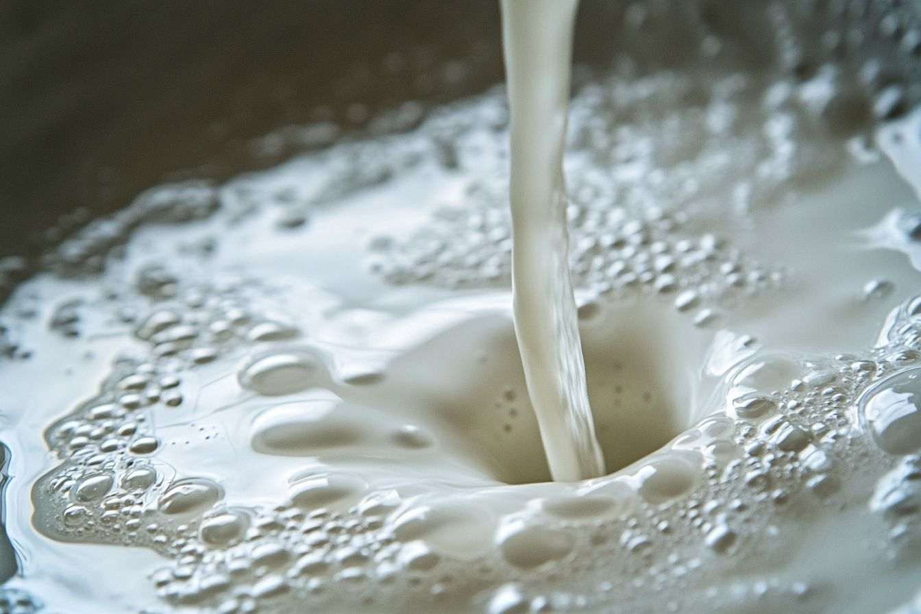 Lait versé dans l évier et création de motifs