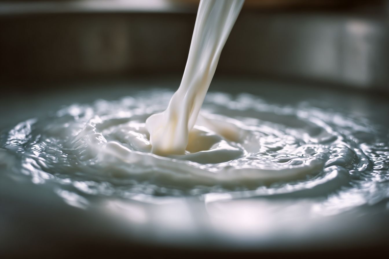 Gros plan du lait versé dans un évier