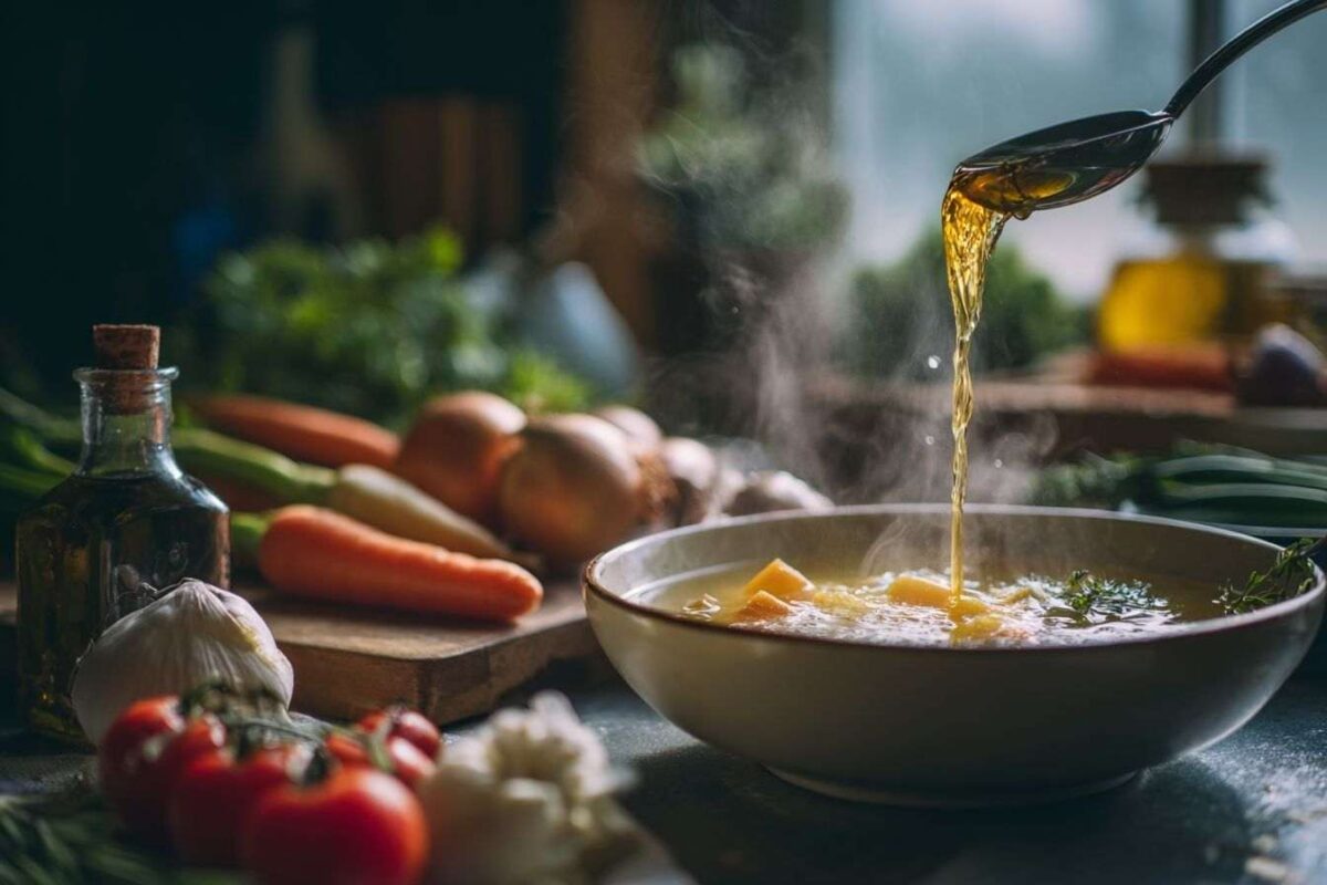 Bouillon de poulet doré