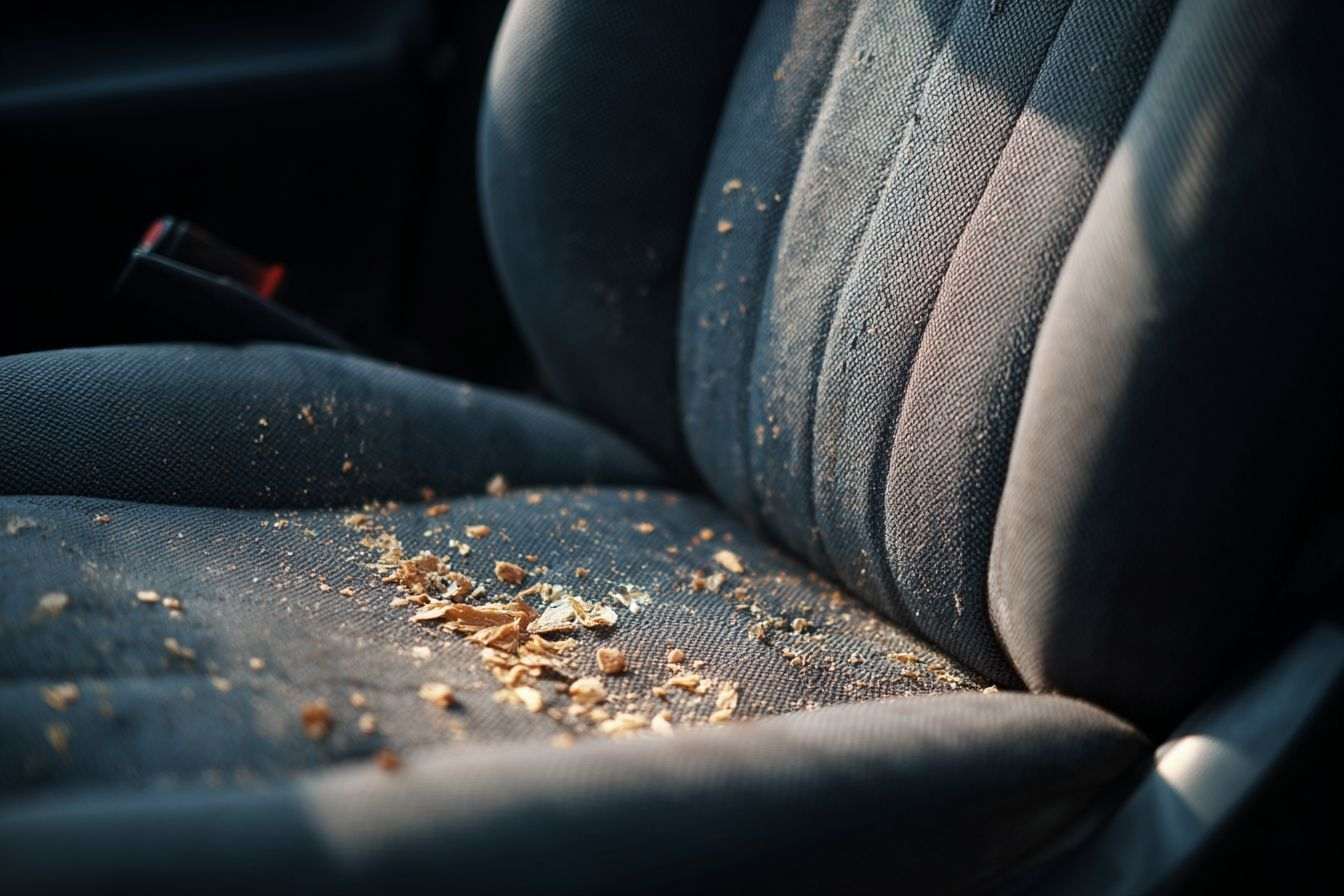 Gros plan d un siège de voiture taché