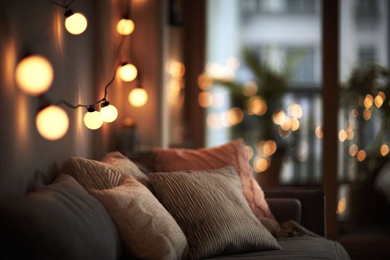 Lumière led chaleureuse dans un salon