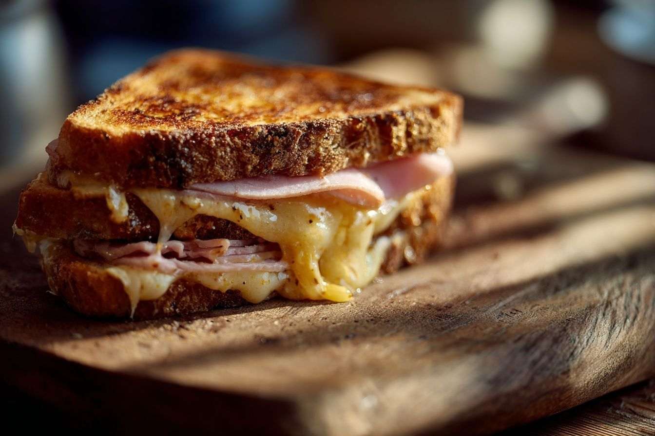 Croque-monsieur doré et grillé