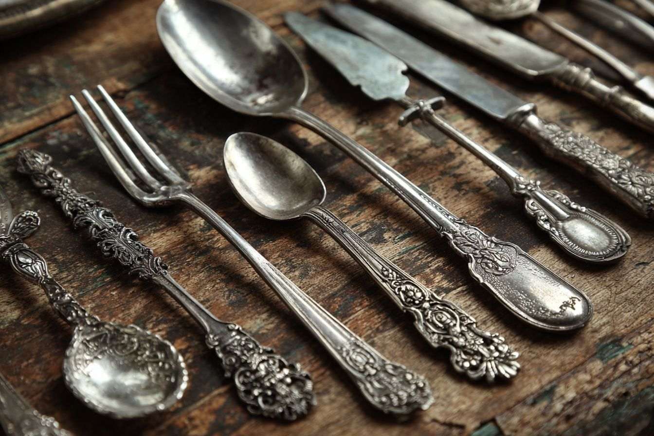 Collection d ustensiles en argent vintage
