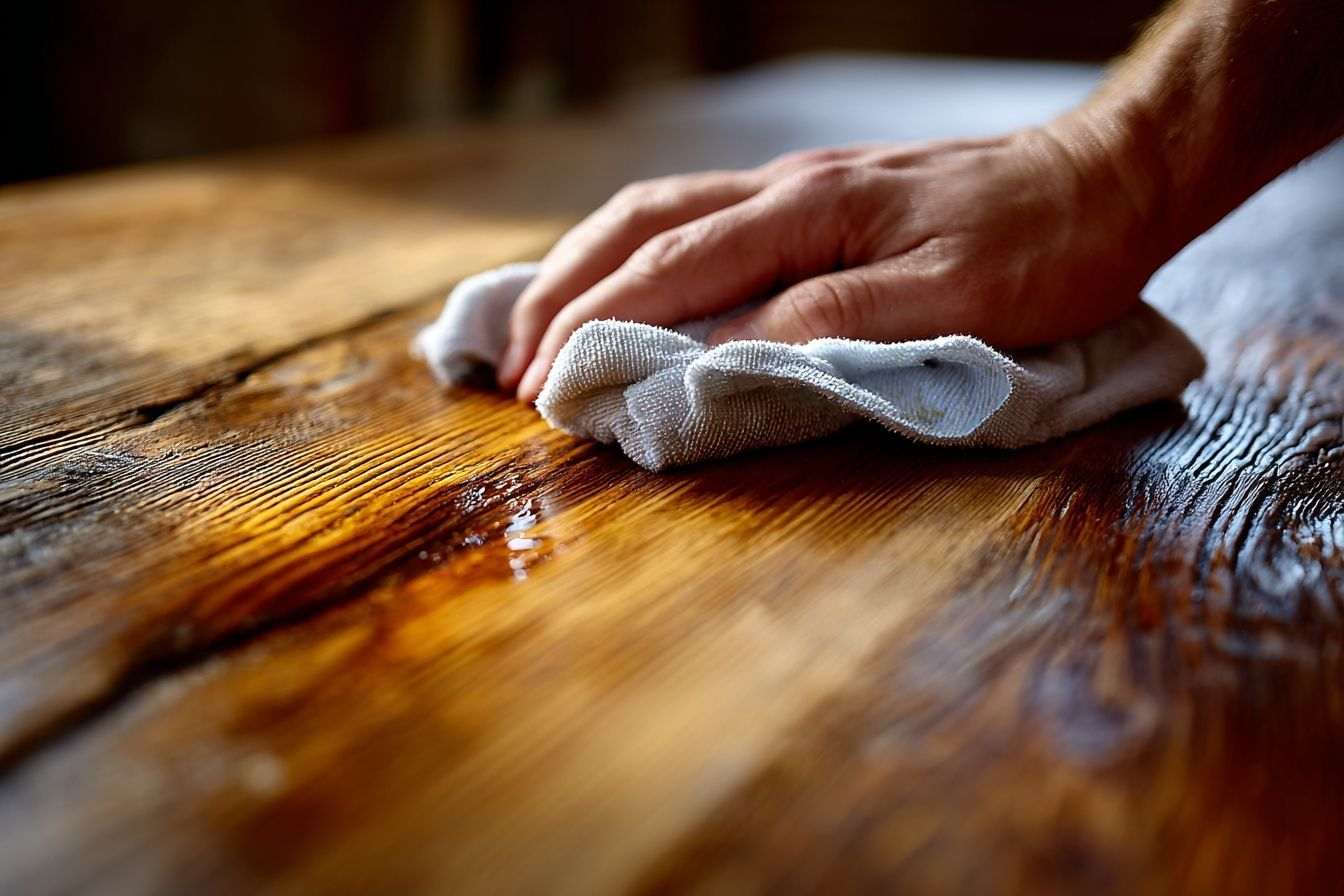 Bois poli avec tissu doux