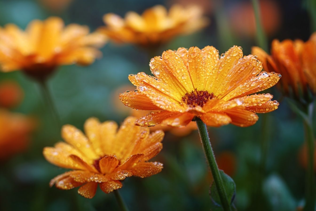 Gros plan de fleurs de calendula éclatantes