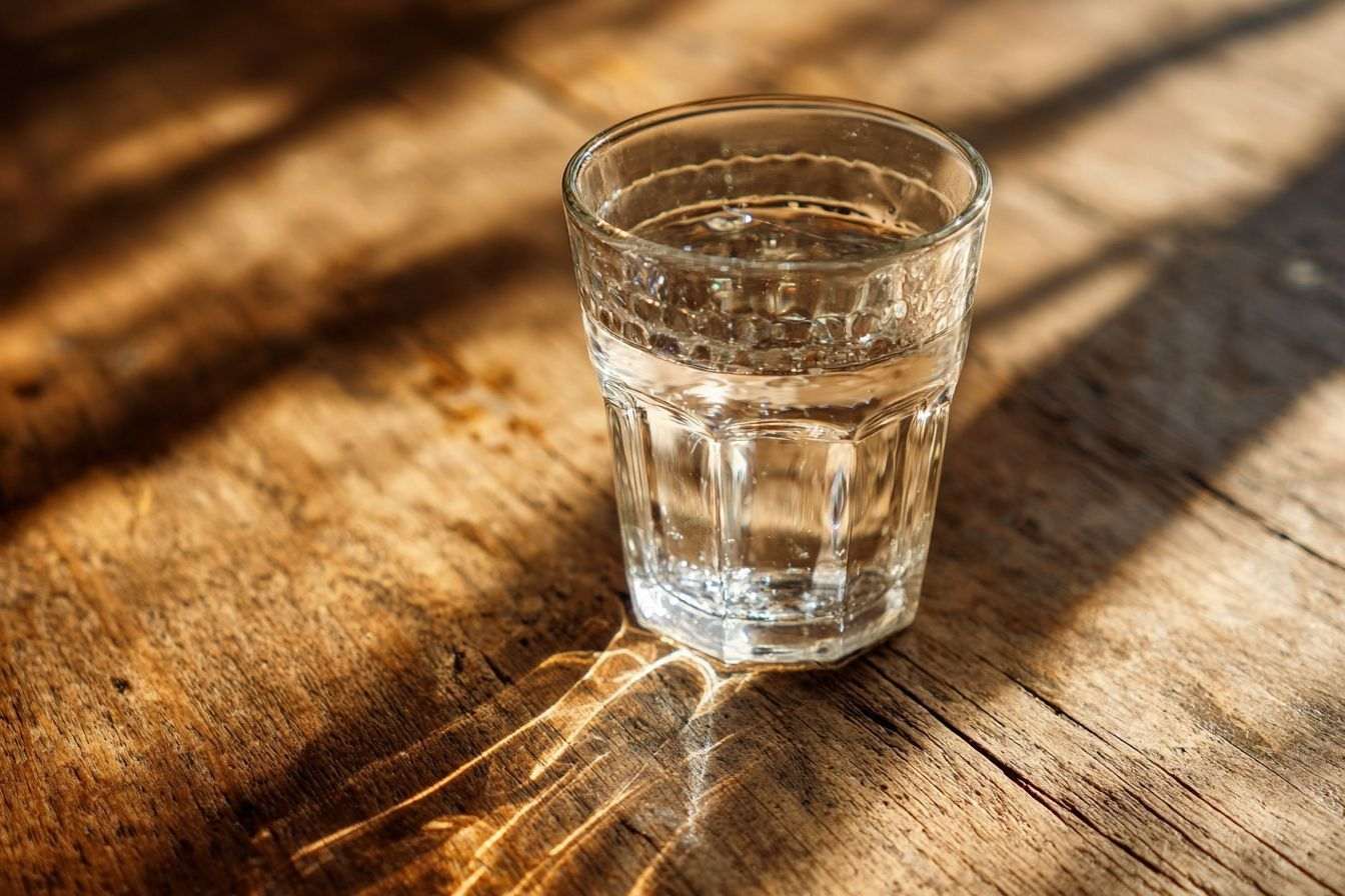 Gros plan d un verre transparent d eau rafraîchissante