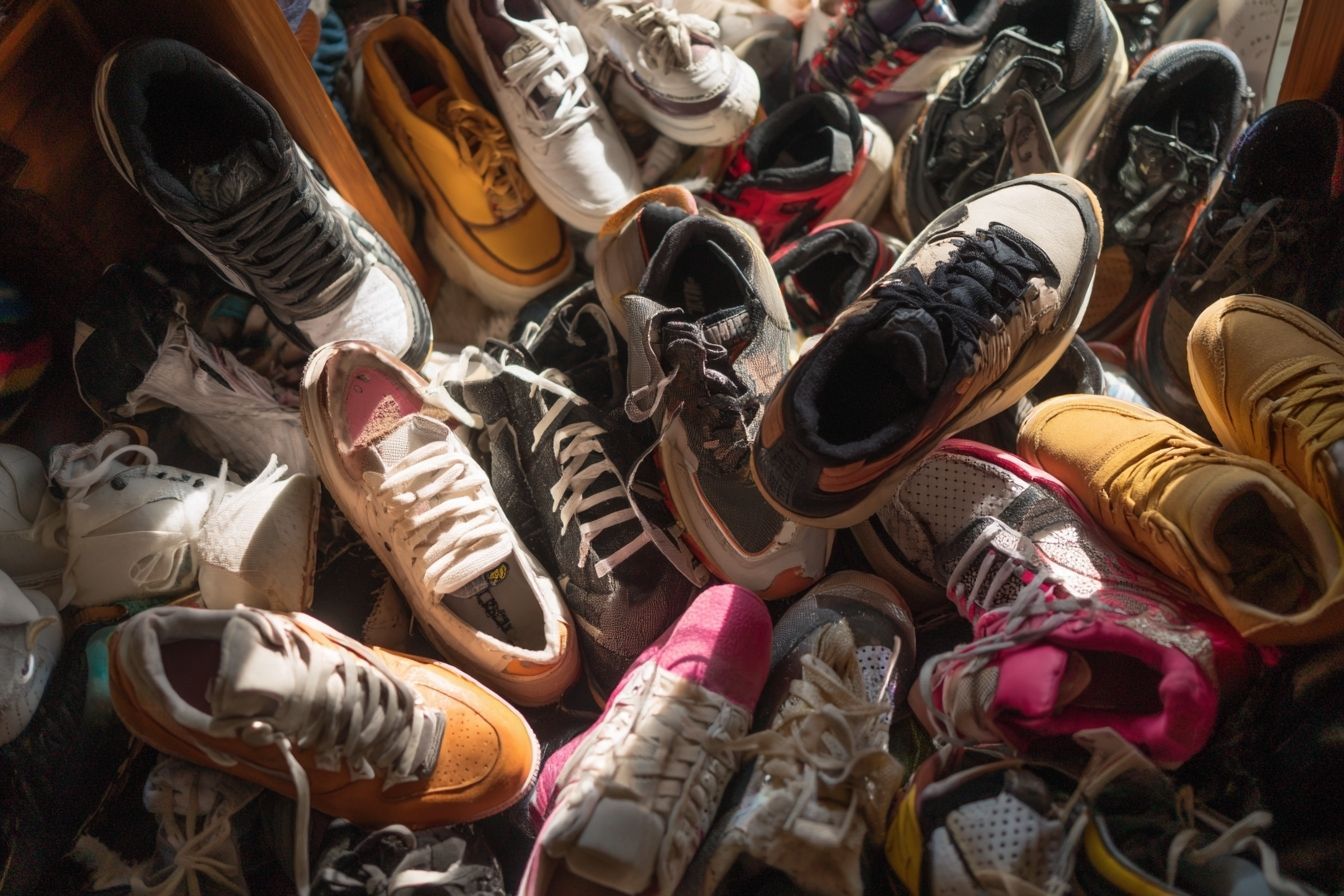 Vue aérienne d un porte chaussures débordant