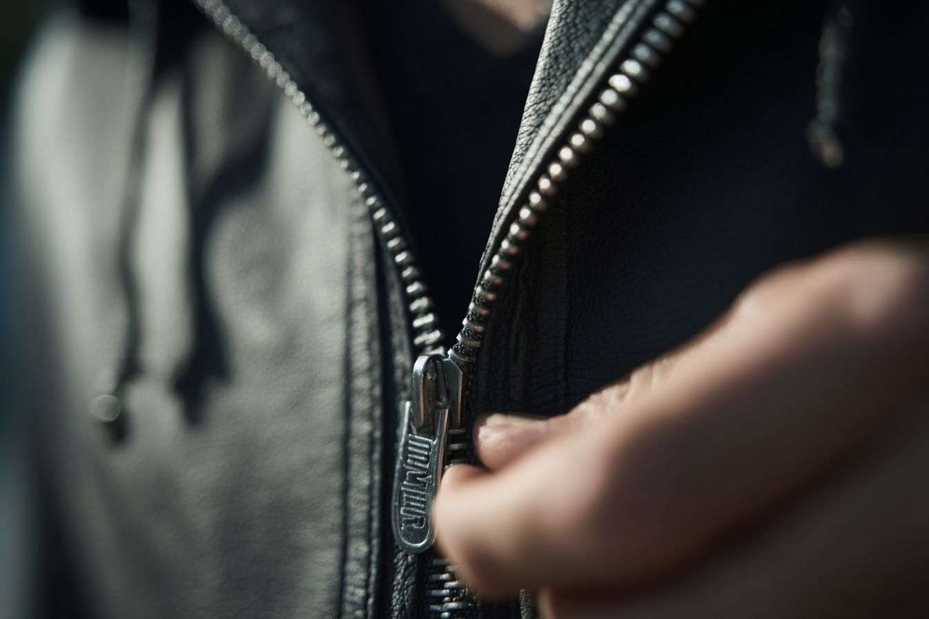 Gros plan d une fermeture éclair sur une veste élégante