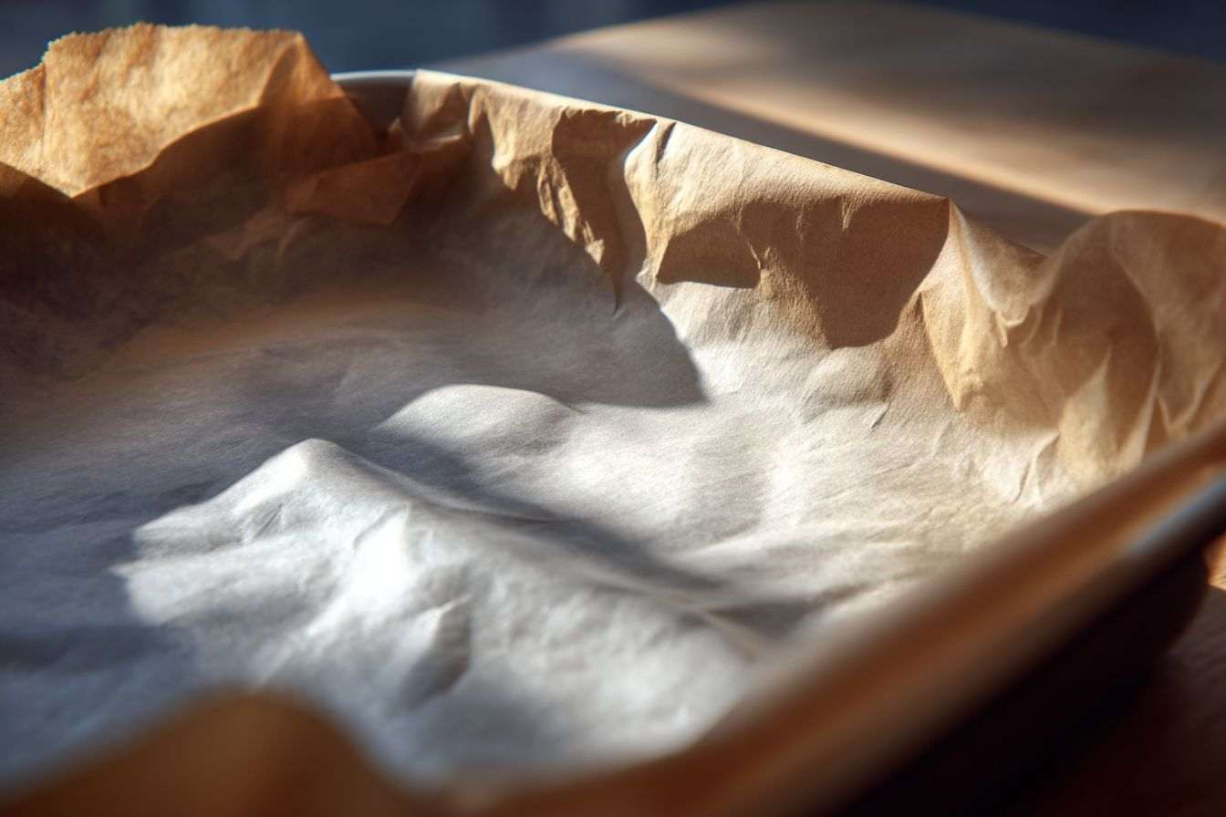 Parchment lissé dans un plat de cuisson