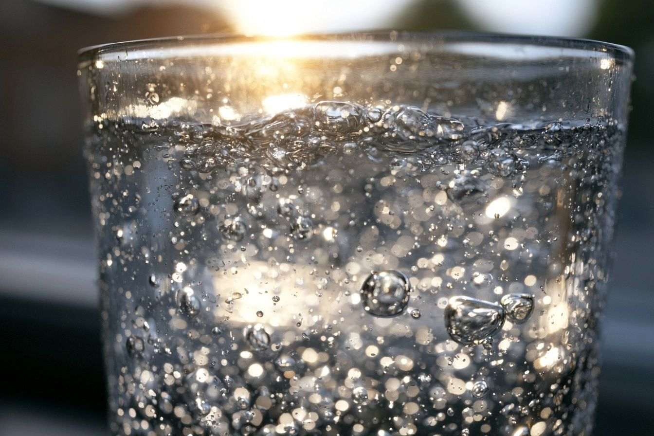 Gros plan de bulles d eau pétillante