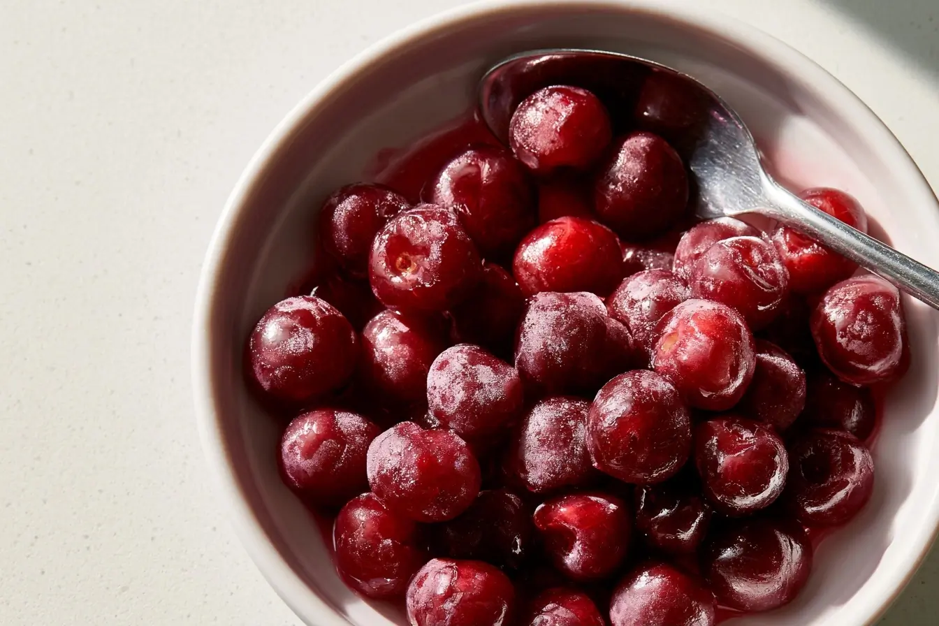 Bol de cerises apres congelation