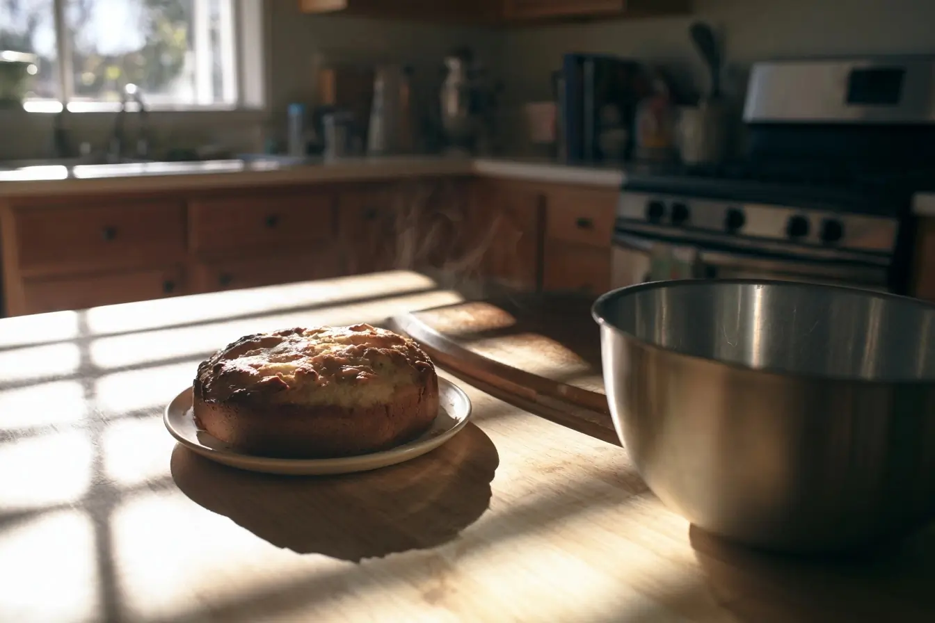 Cake au poulet sur table de cuisine