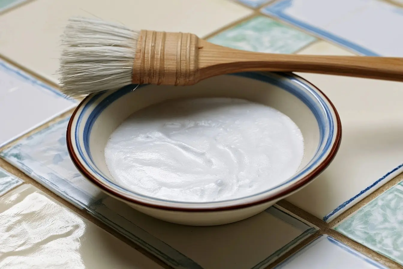 Pâte bicarbonate-eau et brosse